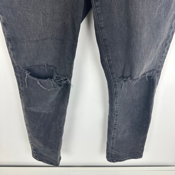 Madewell Womens The High-Rise Slim Distressed Black Wash Boyjean Denim Jeans 28P - Picture 4 of 10